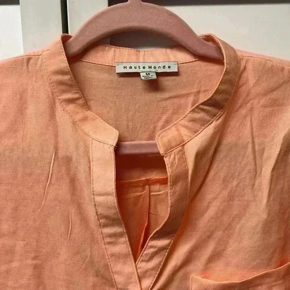 Haute Monde Long Sleeve Button Up Top Peach Size Medium NWT - Picture 5 of 6